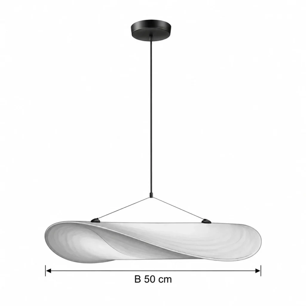 LED-Hängelampe mit leichter Wolkenform MOTRA – Masszeichnung B 50 cm