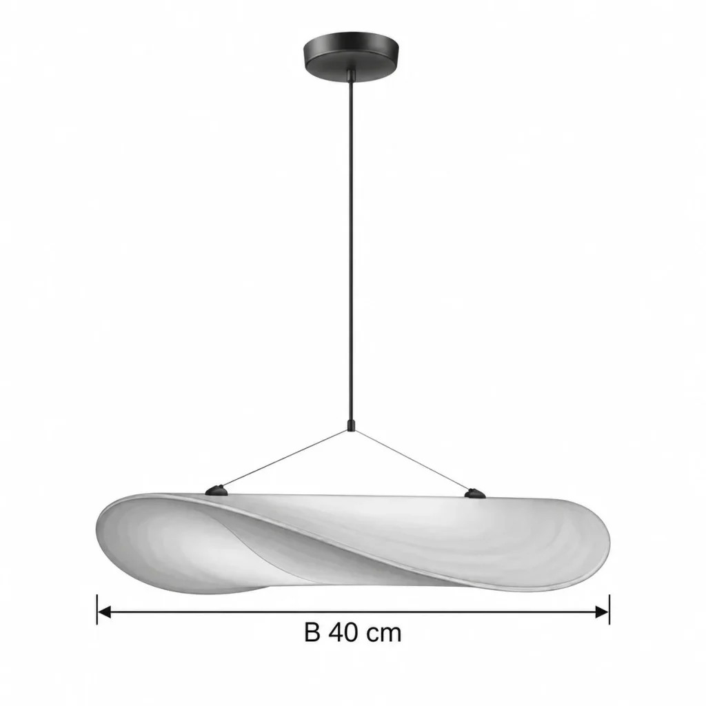 LED-Hängelampe mit leichter Wolkenform MOTRA – Masszeichnung B 40 cm