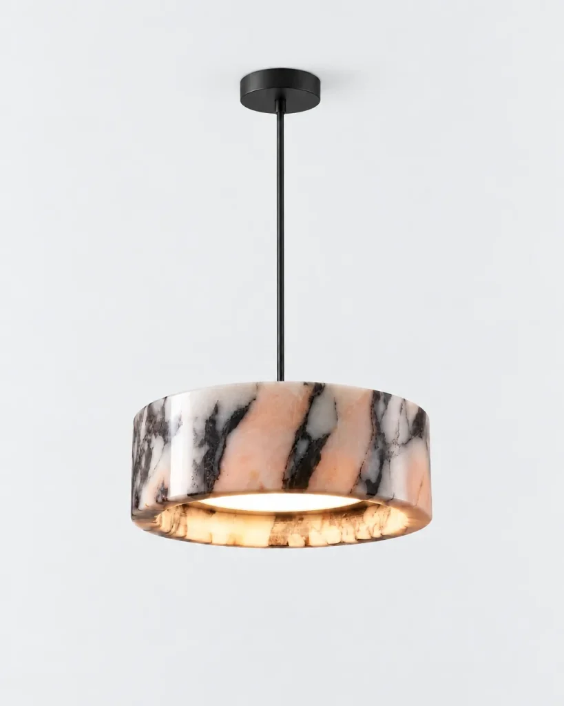 Hängelampe CYLA, Ring aus geädertem Marmor, LED – Marmor, Produktfoto