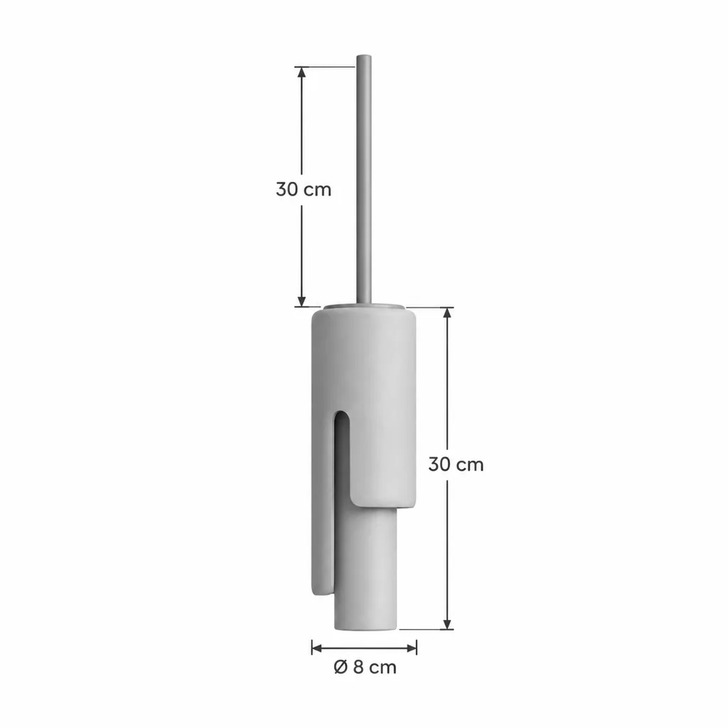 Hängelampe ZORA, Schmaler Marmorzylinder mit seitlicher Lichtöffnung – Masszeichnung Pendelstange 30 cm, Körper 30 cm, Ø 8 cm