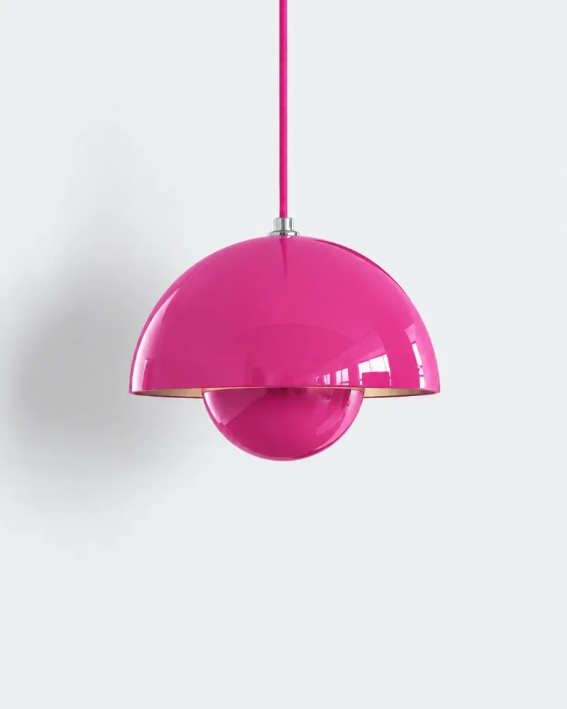 Hängelampe NEDO, zwei Halbkugeln aus lackiertem Metall, 11 Farben – Ø 23 cm, Pink, Produktfoto