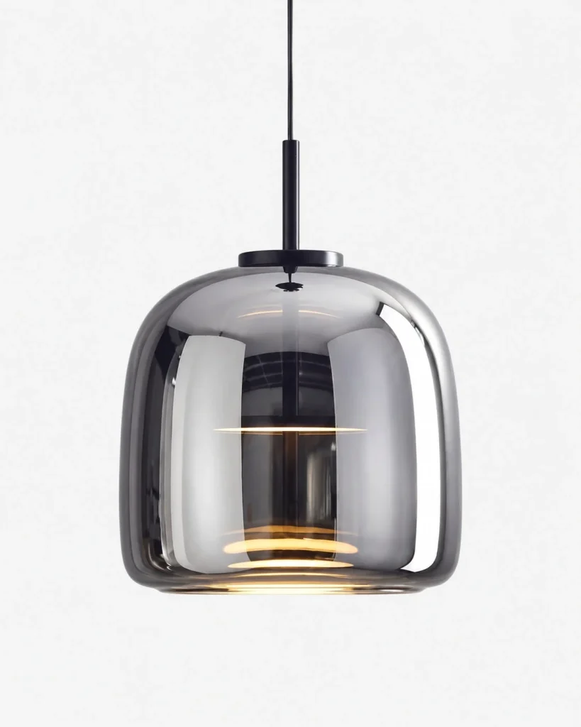Hängelampe mit verspiegeltem Glasschirm ZONID – Rauchgrau / 26 cm, Produktfoto