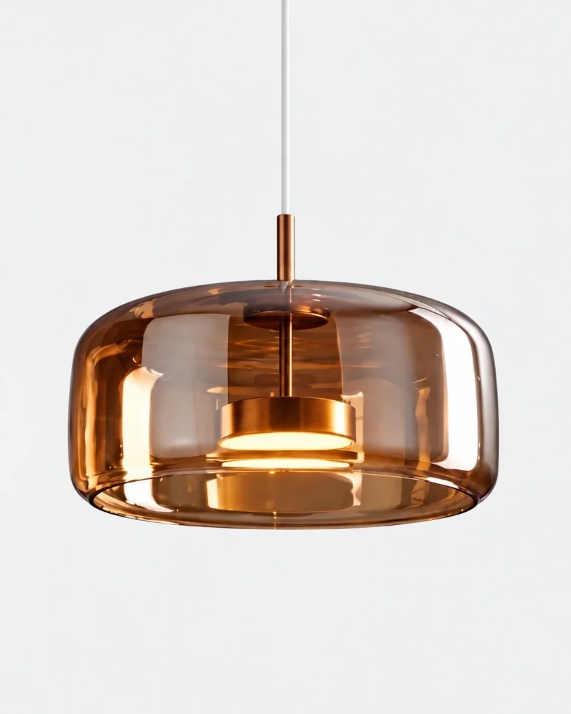 Hängelampe mit verspiegeltem Glasschirm ZONID – Bernstein / 33 cm, Produktfoto