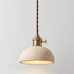 Lampada a sospensione VINA, travertino con ottone, 6 forme – modello A cupola, travertino, foto prodotto