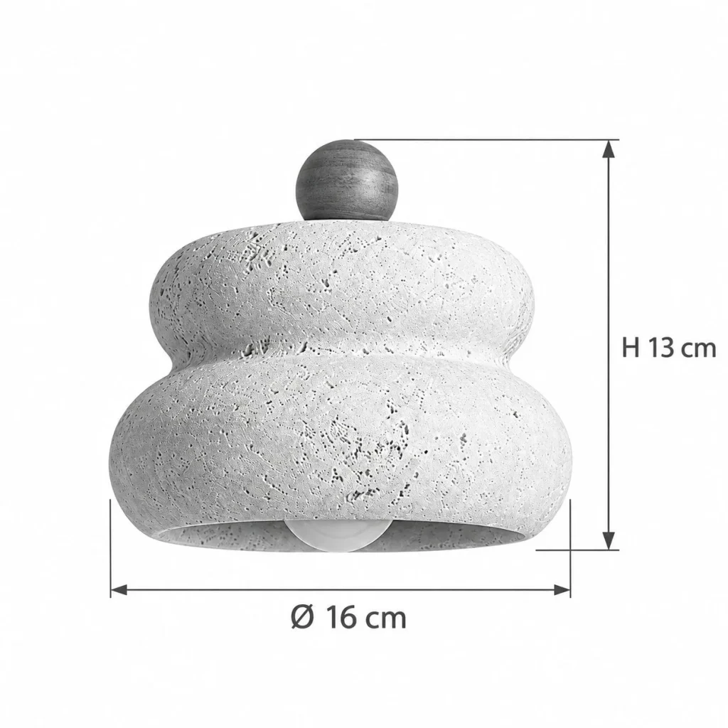 Hängelampe aus organisch geformtem Travertin FIRO – Masse Ø 16 cm, H 13 cm