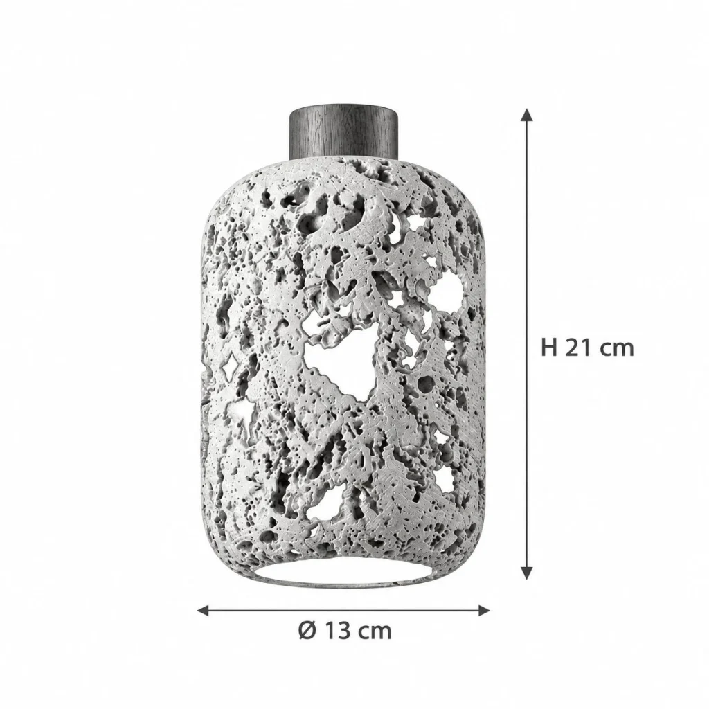 Hängelampe aus porigem Travertin VETO – Masse Ø 13 cm, H 21 cm