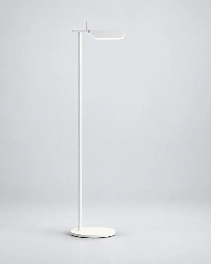 Stehlampe mit flachem Leuchtenkopf MILO – Weiss, Studioansicht