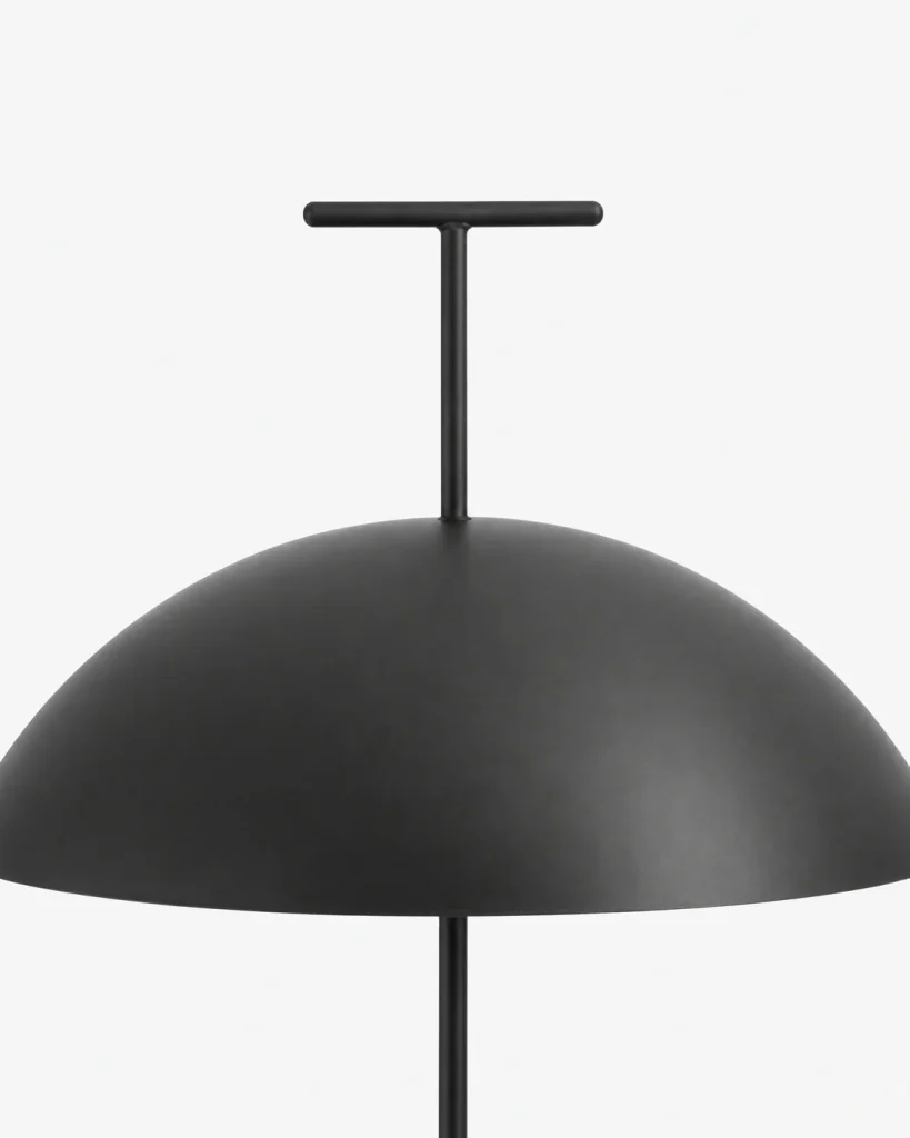 Stehlampe mit Pilzschirm SCANDI – Schwarz – Schirmrand und oberer T-Griff