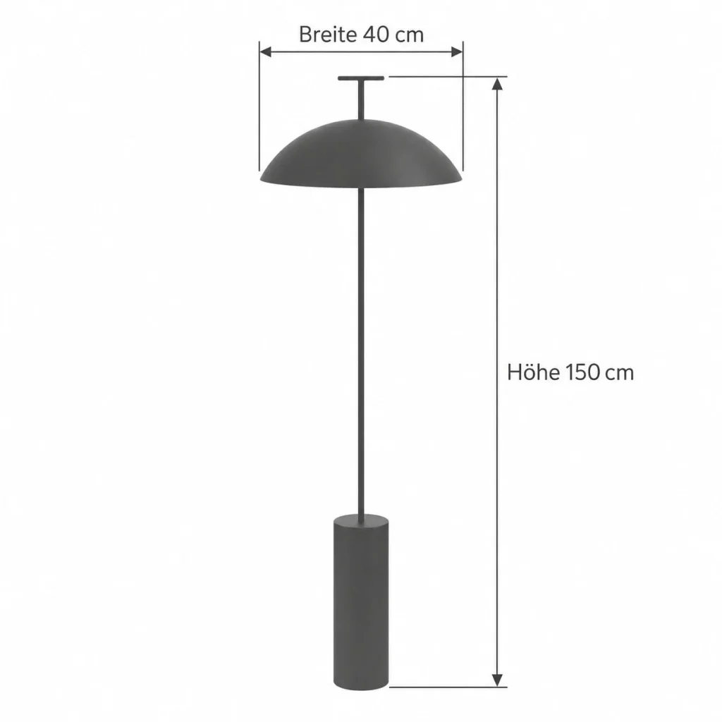 Stehlampe mit Pilzschirm SCANDI – Höhe 150 cm, Breite 40 cm