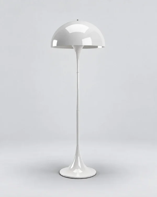 Stehlampe in Weiss mit Kuppelschirm – OLEN