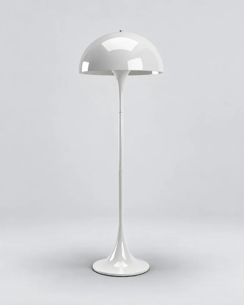 Stehlampe in Weiss mit Kuppelschirm OLEN – Weiss, Studioansicht