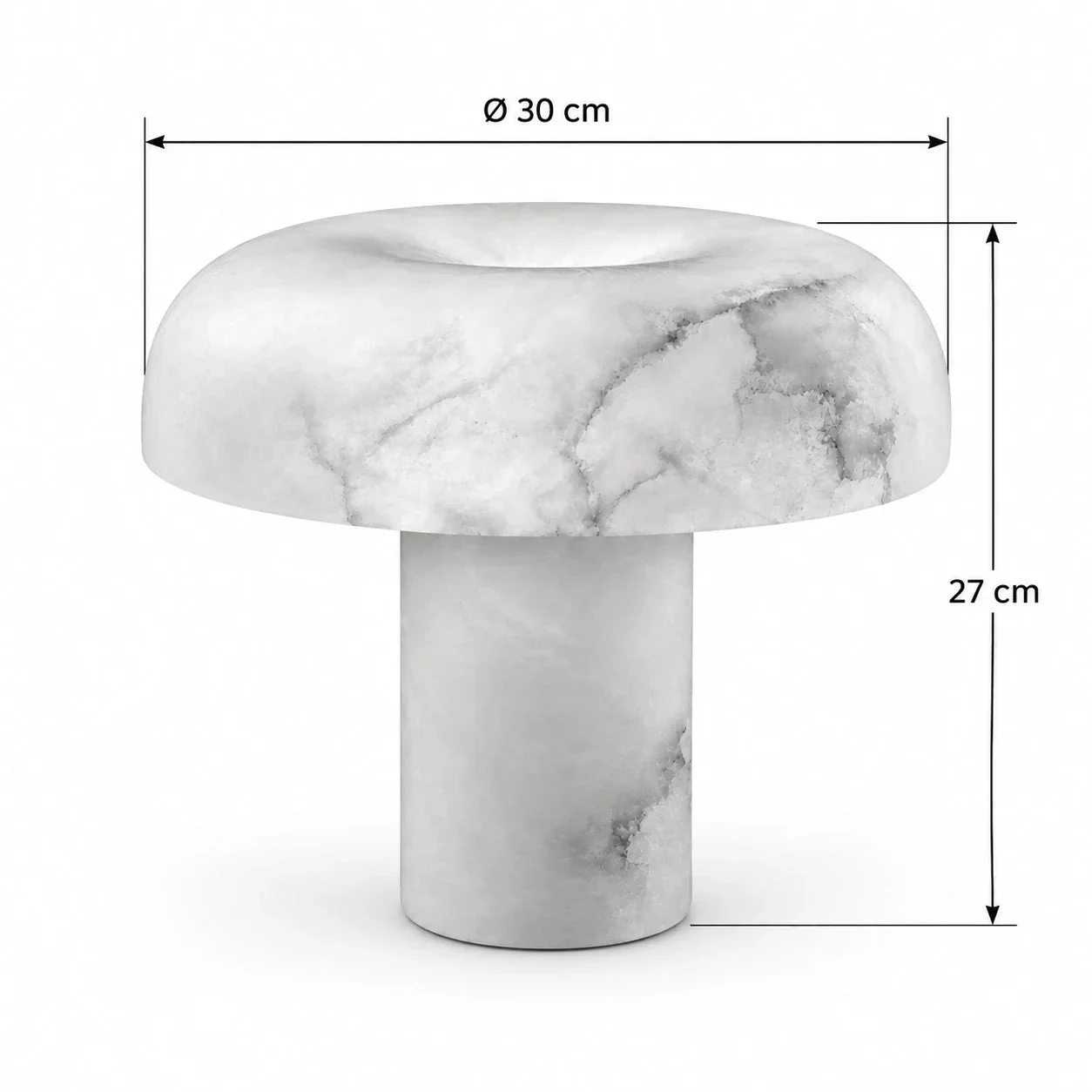 Masszeichnung – Abmessungen: Ø 30 cm × H 27 cm