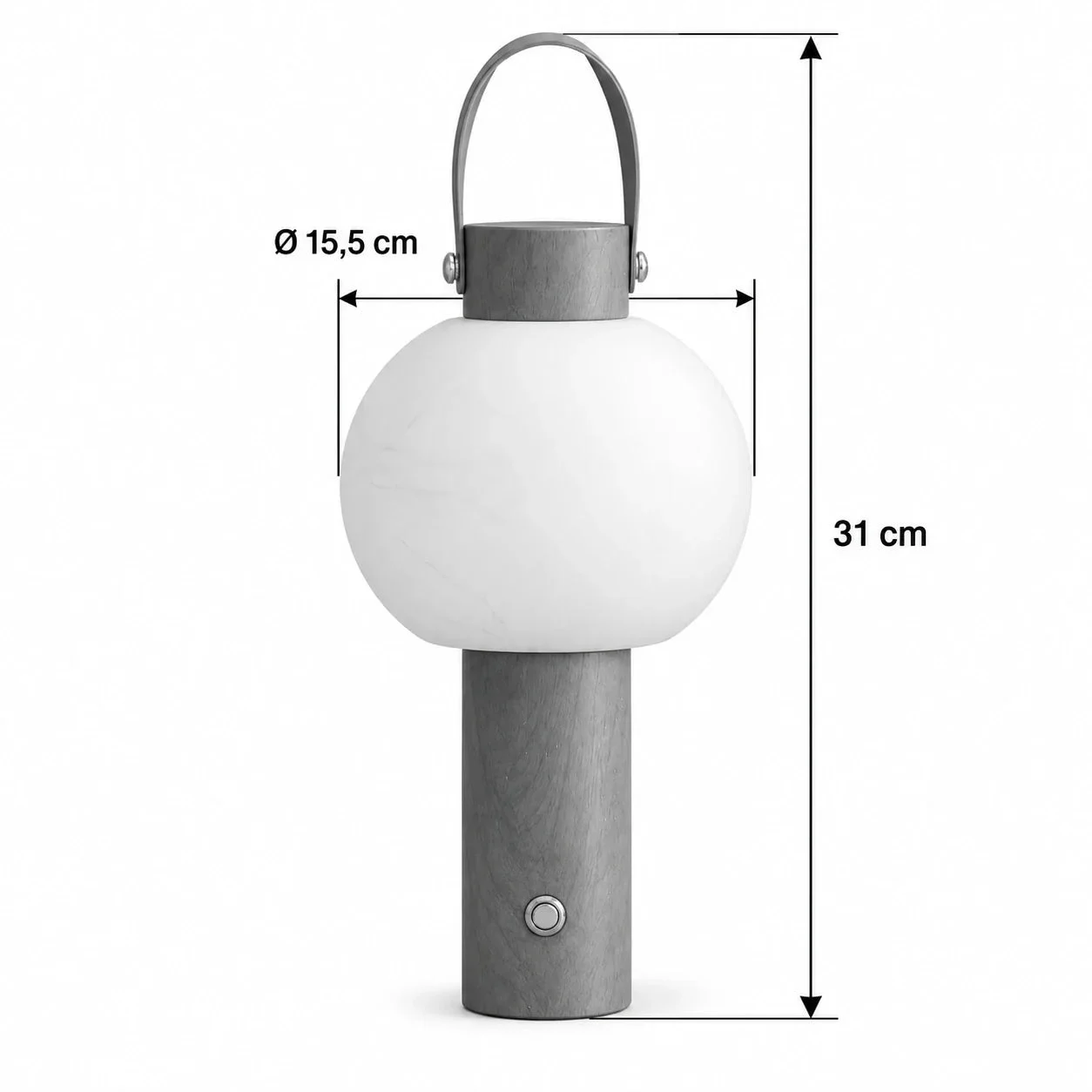 Masszeichnung – Abmessungen: Ø 15,5 cm × H 31 cm