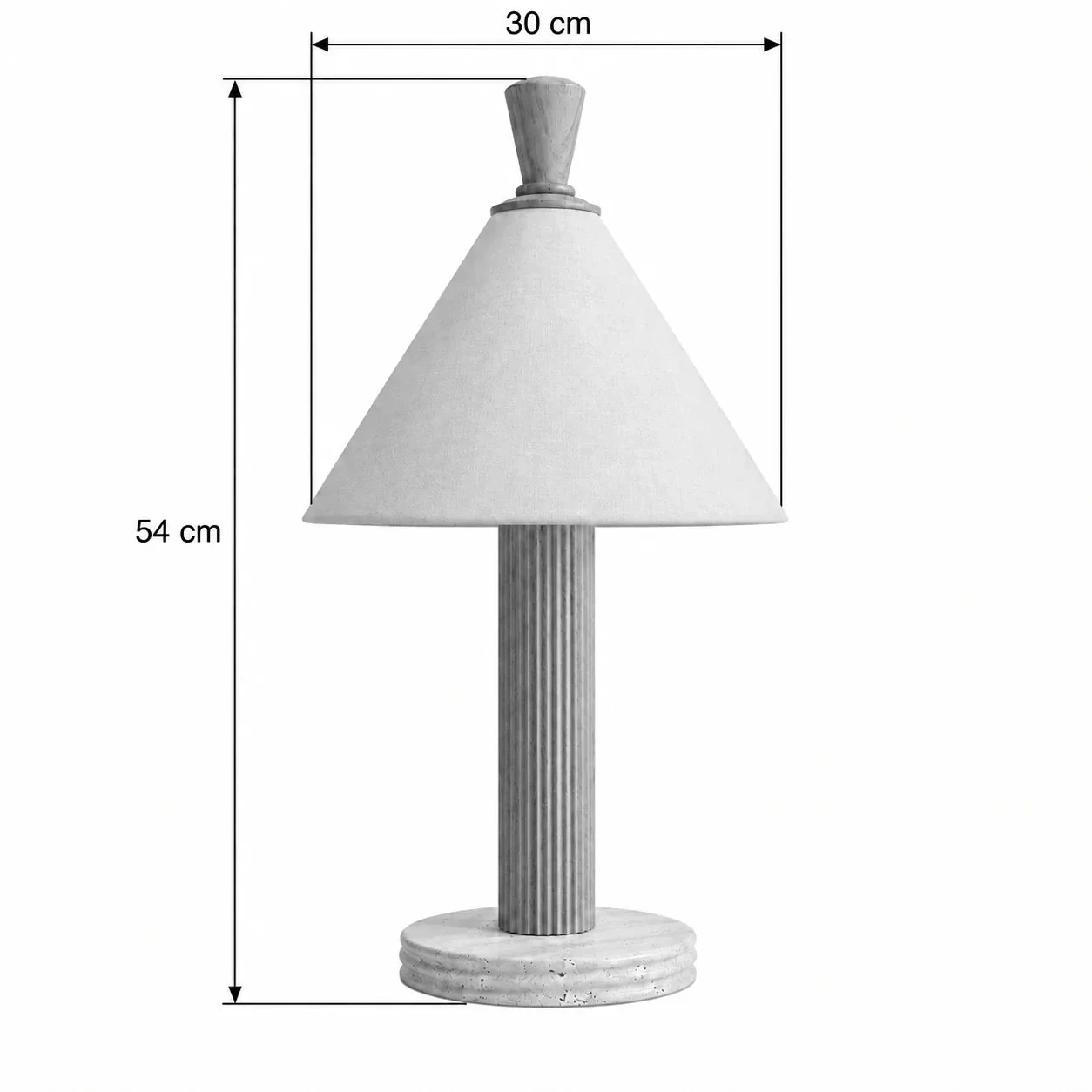 Masszeichnung – Abmessungen: Ø 30 cm × H 54 cm