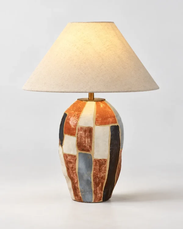 Lampada da tavolo VALA, ceramica dipinta con paralume in lino – ceramica, foto prodotto