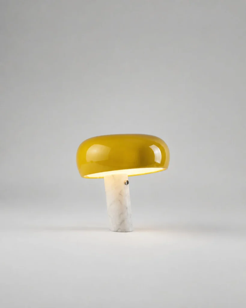 Tischlampe CAMOS, Marmor in skandinavischer Pilzform – Gelb / Klein, Produktfoto