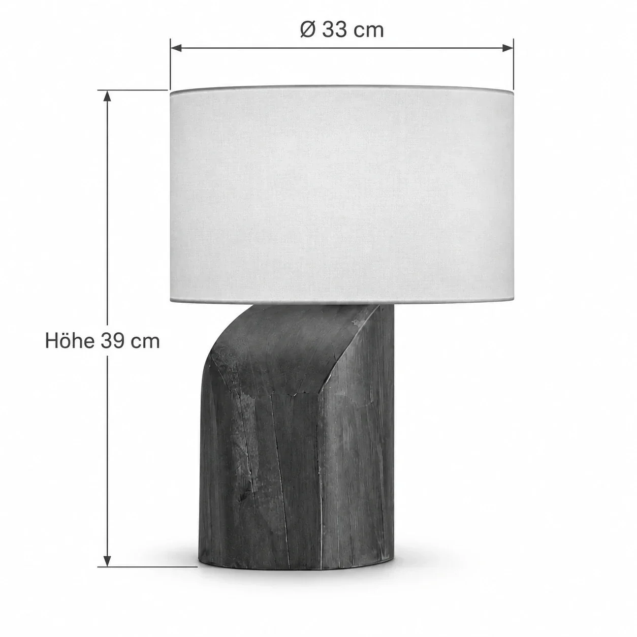 Masszeichnung – Abmessungen: Ø 33 cm × H 39 cm