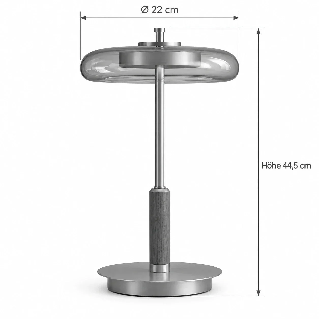 Masszeichnung – Abmessungen: Ø 22 cm × H 44,5 cm