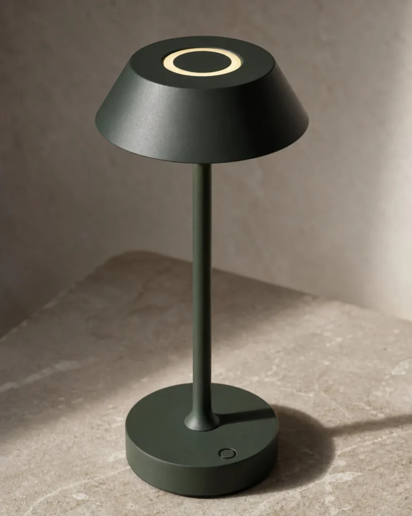Metall-Tischlampe RUVA, USB-C und Touch-Dimmung – Grün, Detailansicht