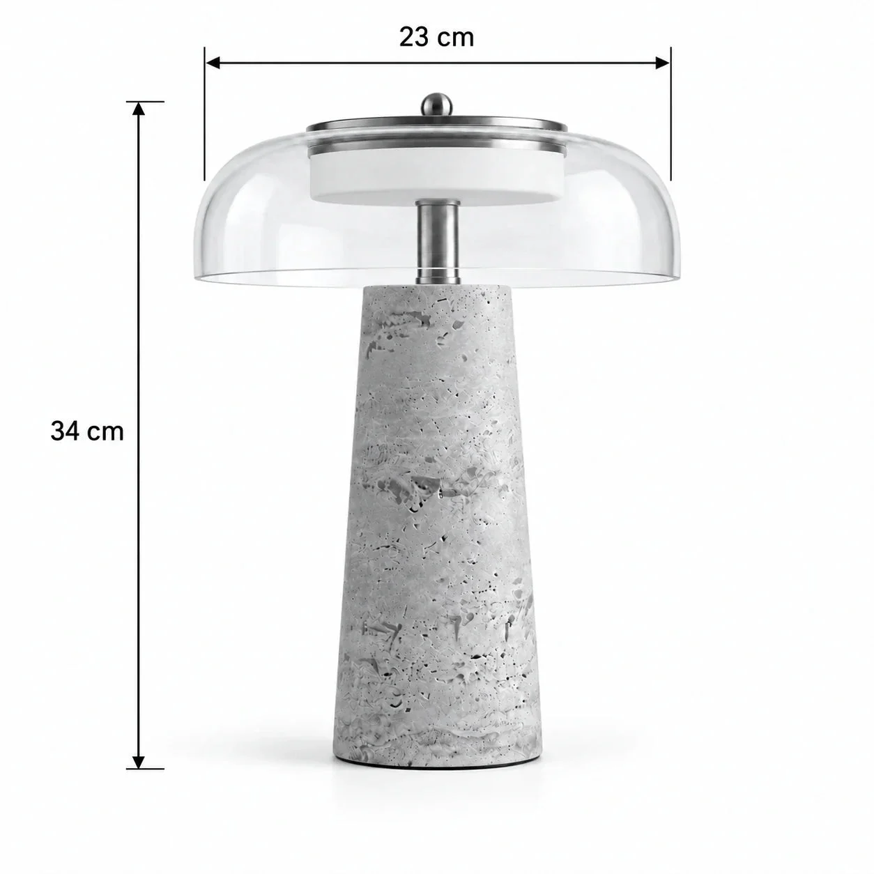 Masszeichnung – Abmessungen: Ø 23 cm × H 34 cm