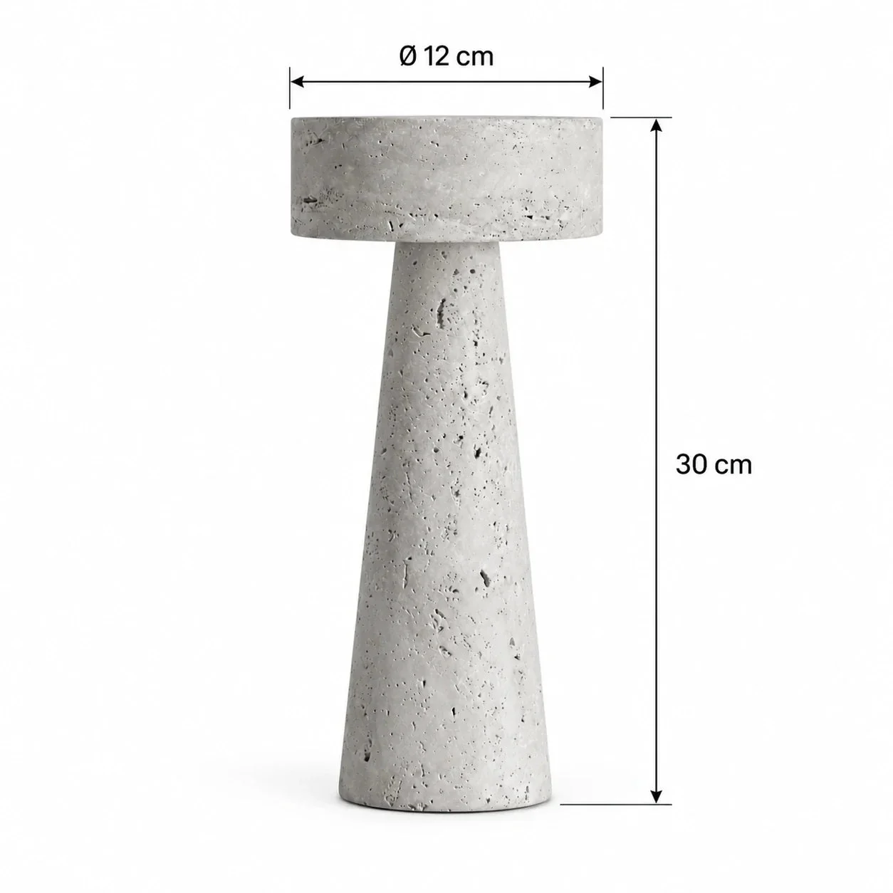 Masszeichnung – Abmessungen: Ø 12 cm × H 30 cm, Gewicht: 3,5 kg