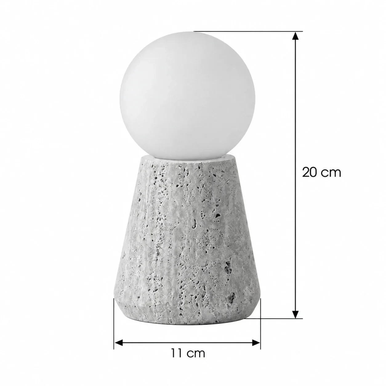 Masszeichnung – Durchmesser: 11 cm, Höhe: 20 cm