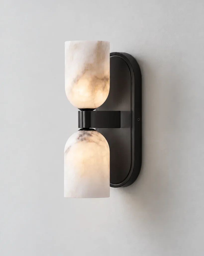 Wandlampe BURFA, Alabaster-Wandleuchte mit zwei Schirmen – Schwarz, Produktfoto