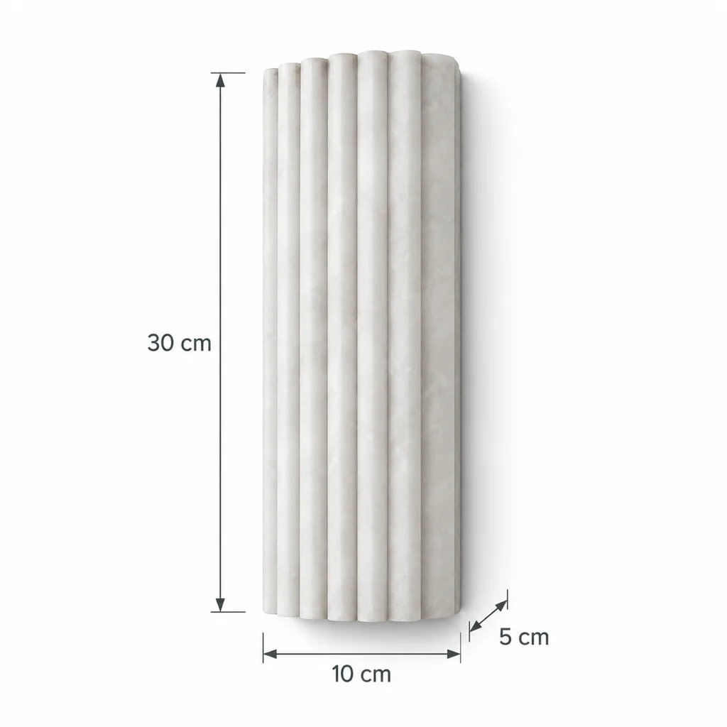Wandlampe ALKO, geriffelte Alabastersäule mit LED – Masszeichnung 30 cm