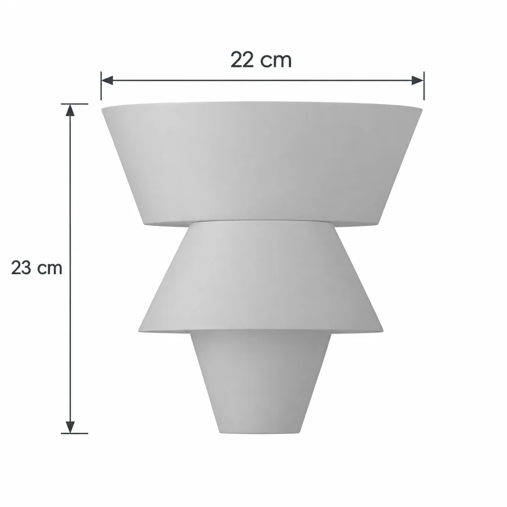 Wandlampe TARA, Alabaster-Wandleuchte in gestufter Form – Masszeichnung Kelch, Breite 22 cm, Höhe 23 cm