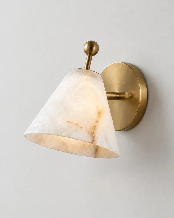 Wandlampe: Alabaster-Leuchte mit Kegelschirm – ARZI