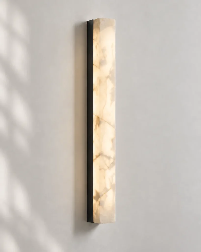 Wandlampe BERGEN, schmale Alabaster-Lichtsäule, LED – Schwarz, Produktfoto