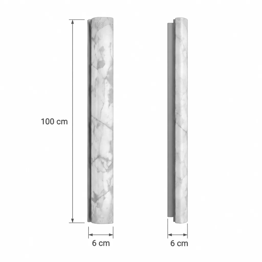Wandlampe BERGEN, schmale Alabaster-Lichtsäule, LED – Masszeichnung 100 cm