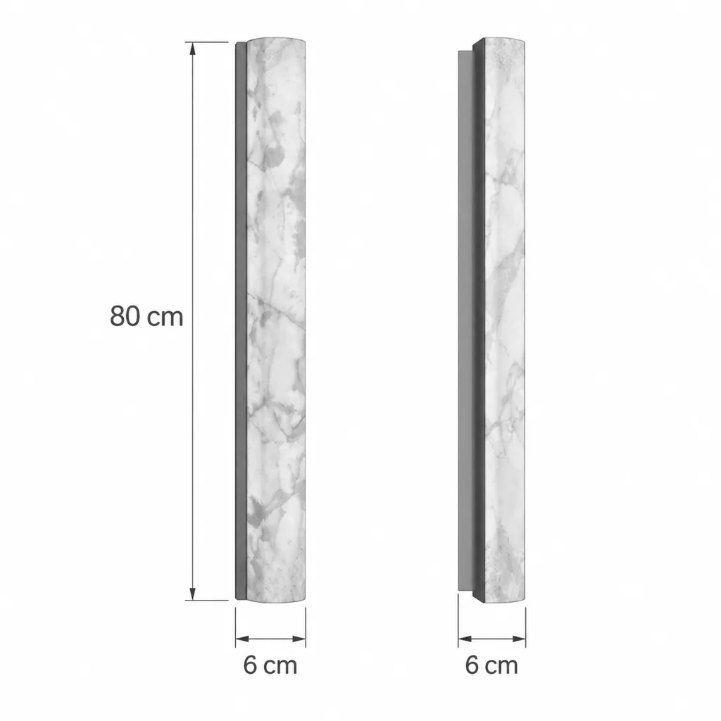 Wandlampe BERGEN, schmale Alabaster-Lichtsäule, LED – Masszeichnung 80 cm