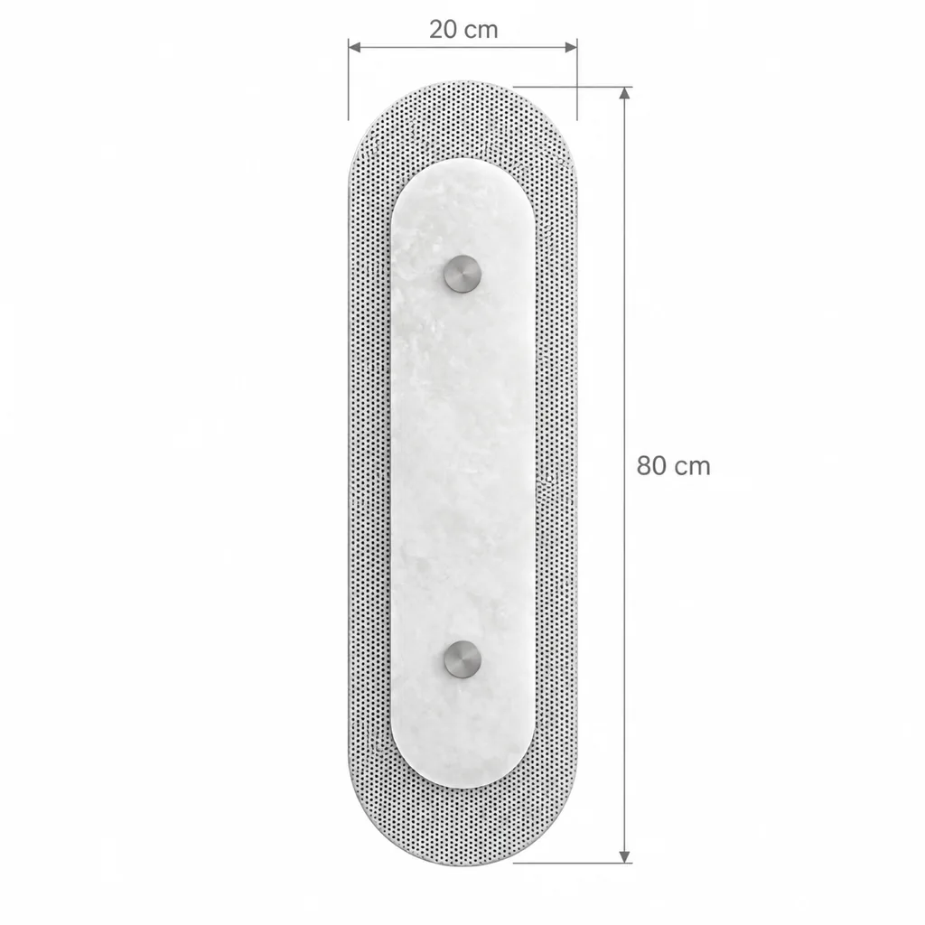 Applique DALCE, lastra di alabastro su ottone forato, LED – disegno tecnico con misure 80 cm