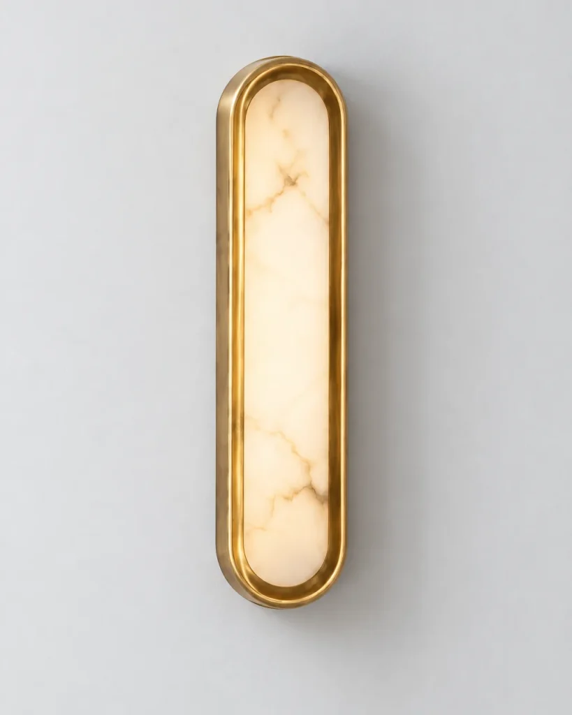 Applique DOLBO, lastra ovale di alabastro con cornice in ottone, LED – alabastro in cornice di ottone, foto prodotto