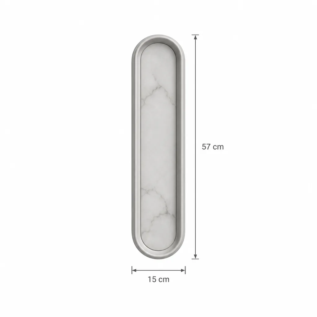 Applique DOLBO, lastra ovale di alabastro con cornice in ottone, LED – disegno tecnico con misure 57 × 15 cm