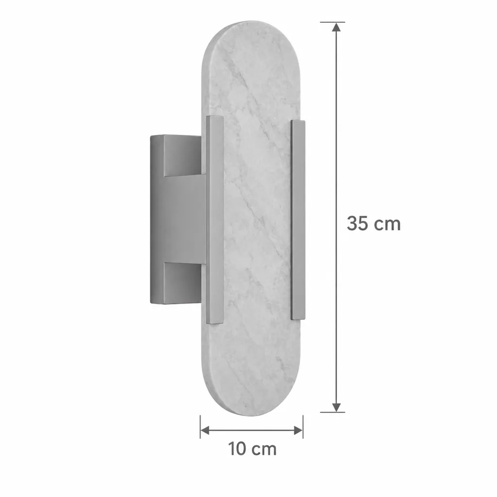 Wandlampe MYRIA, Ovale Alabasterplatte im Art-déco-Stil – Masszeichnung Höhe 35 cm, Breite 10 cm
