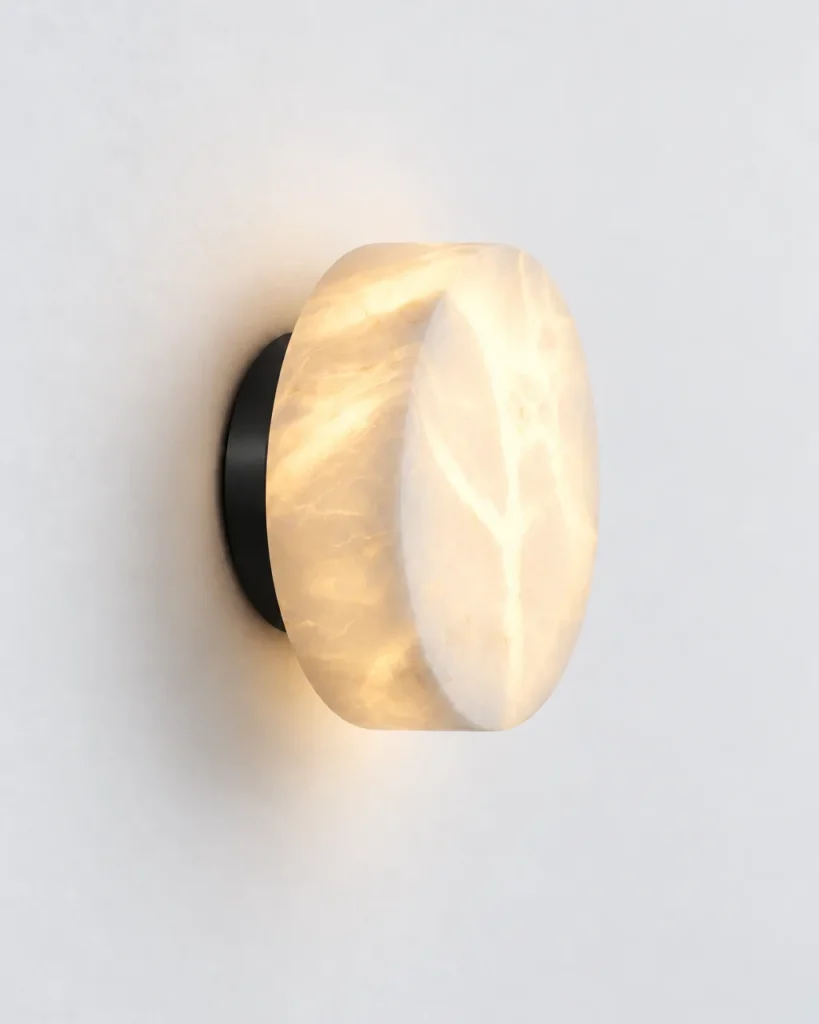 Wandlampe JILVA, Runde Alabaster-Wandleuchte in vier Grössen – Schwarz, Produktfoto