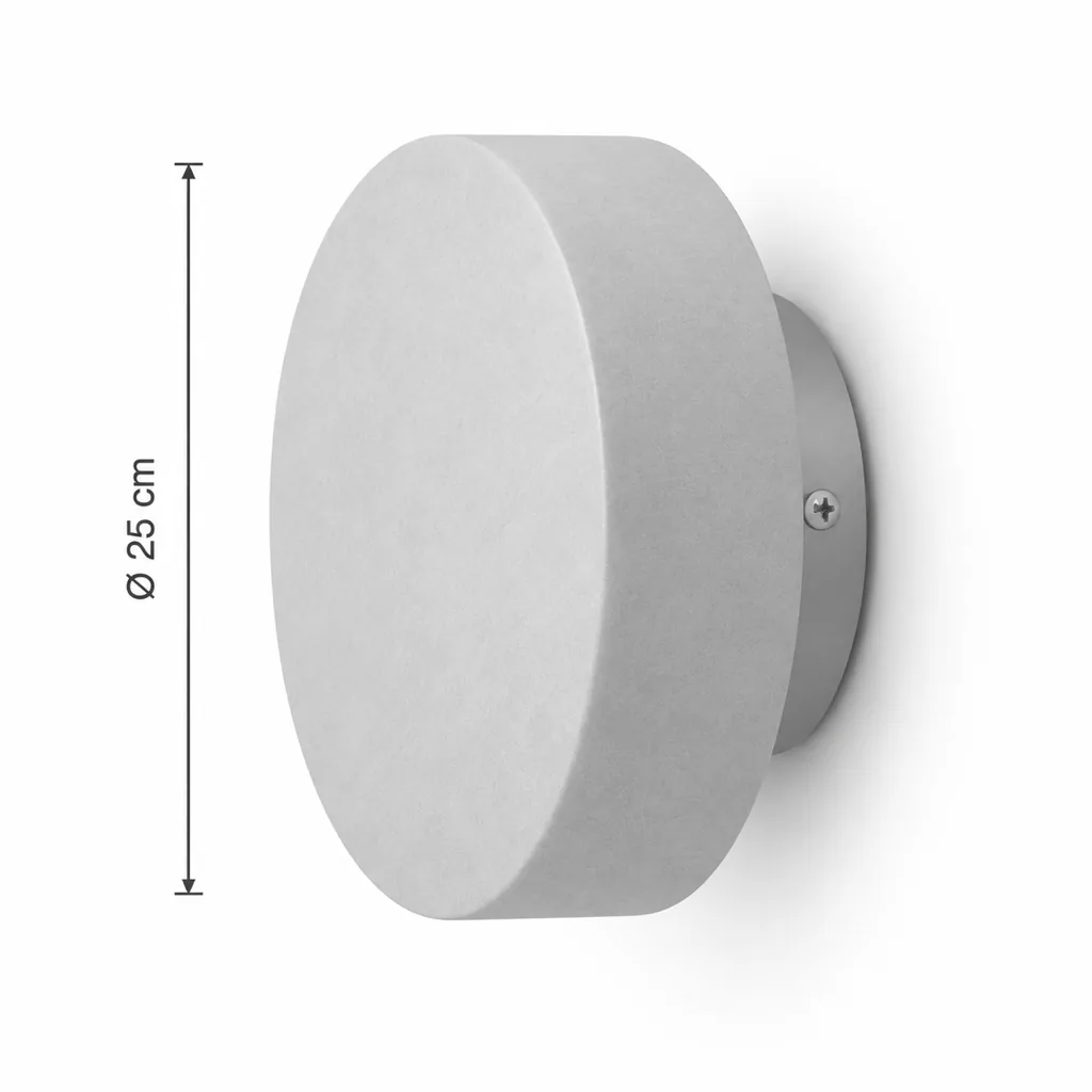 Wandlampe JILVA, Runde Alabaster-Wandleuchte in vier Grössen – Masszeichnung Ø 25 cm