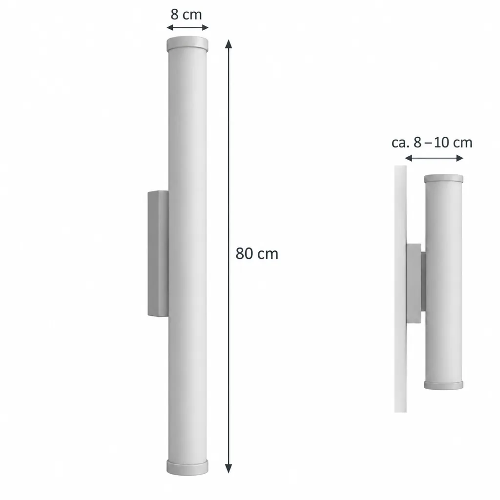 Wandlampe ELDUR, Alabastersäule mit LED, 50 bis 80 cm – Masszeichnung 80 cm