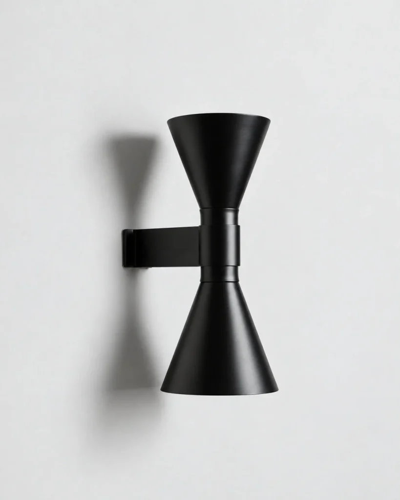 Wandlampe RIVO, Doppelkegel aus Metall und Aluminium – Schwarz, Produktfoto