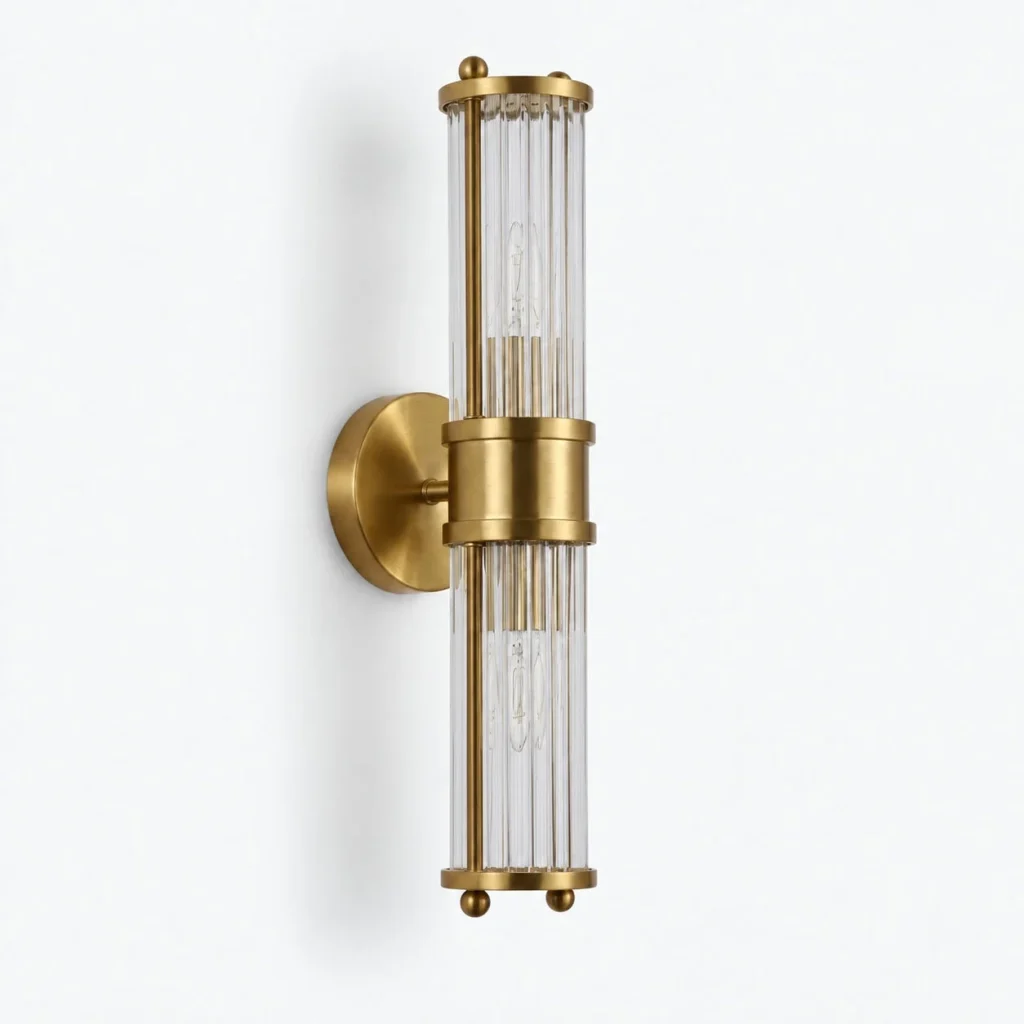 Wandlampe JOVID, geriffeltes Glas in einfacher oder doppelter Form – Doppelt, Produktfoto