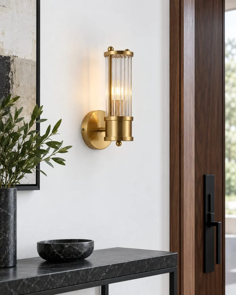 Wandlampe JOVID, geriffeltes Glas in einfacher oder doppelter Form – Einfach im Wohnraum