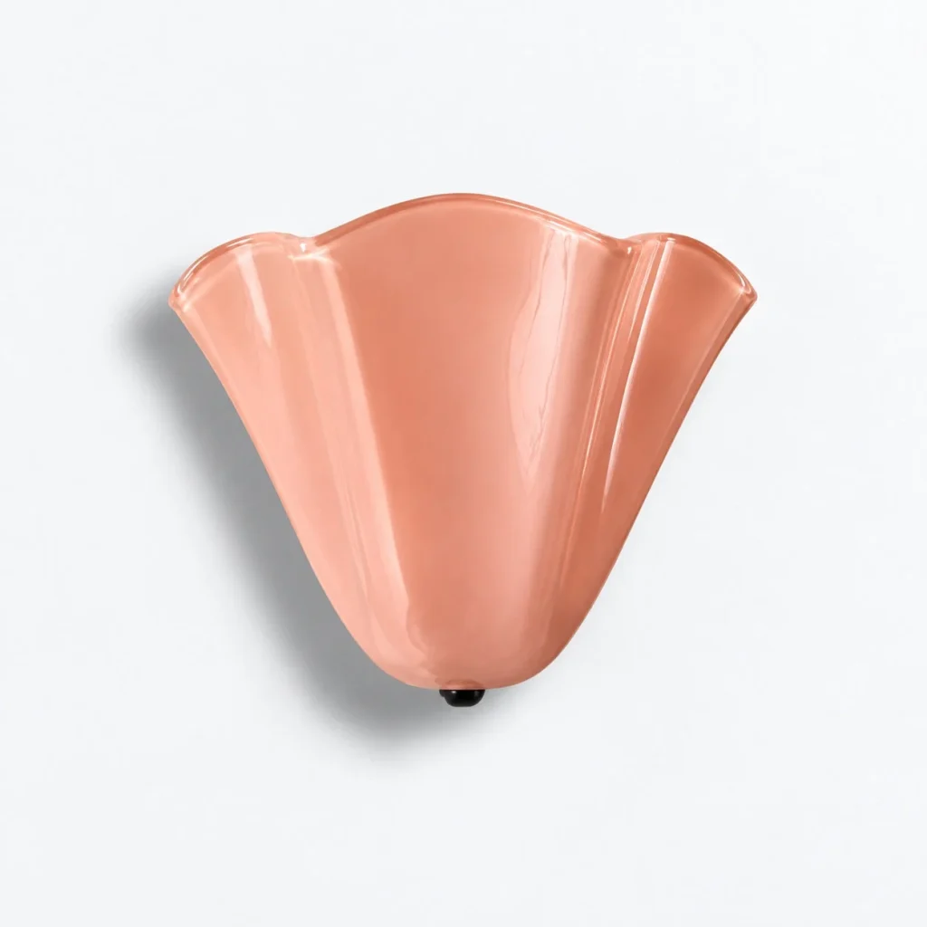Wandlampe VITI, Glasleuchte mit geschwungener Blütenform – Rosa, Produktfoto
