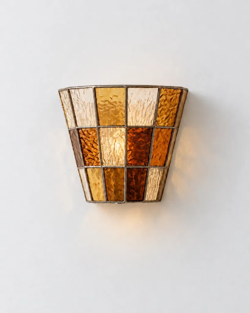 Wandlampe KIAN, Wandleuchte aus Glasmosaik mit Chromfassung – Bernstein, Produktfoto