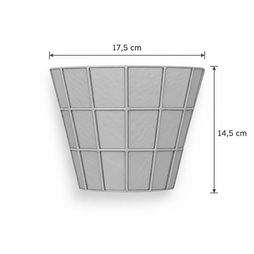 Wandlampe KIAN, Wandleuchte aus Glasmosaik mit Chromfassung – Masszeichnung Breite 17,5 cm, Höhe 14,5 cm