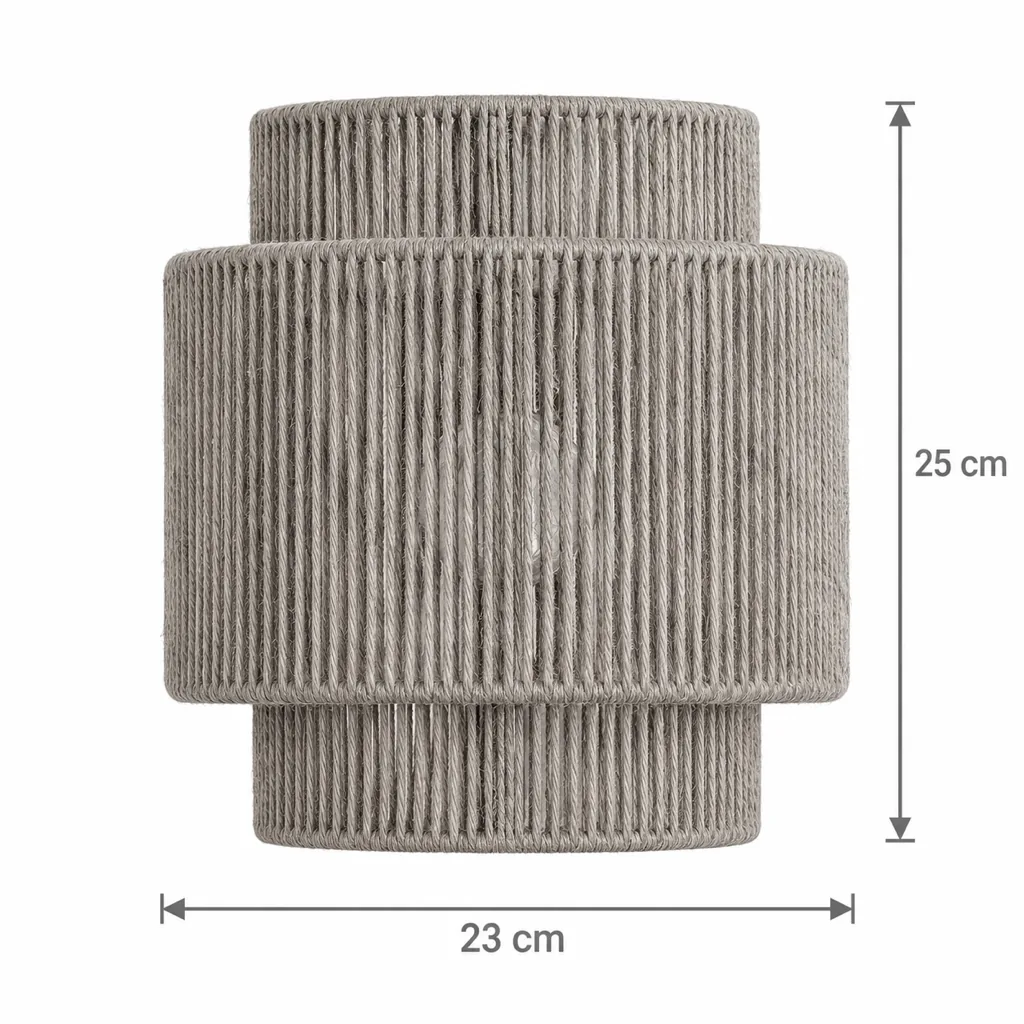 Applique VOKO, applique in corda di canapa su tre livelli – disegno tecnico con misure, altezza 25 cm, larghezza 23 cm