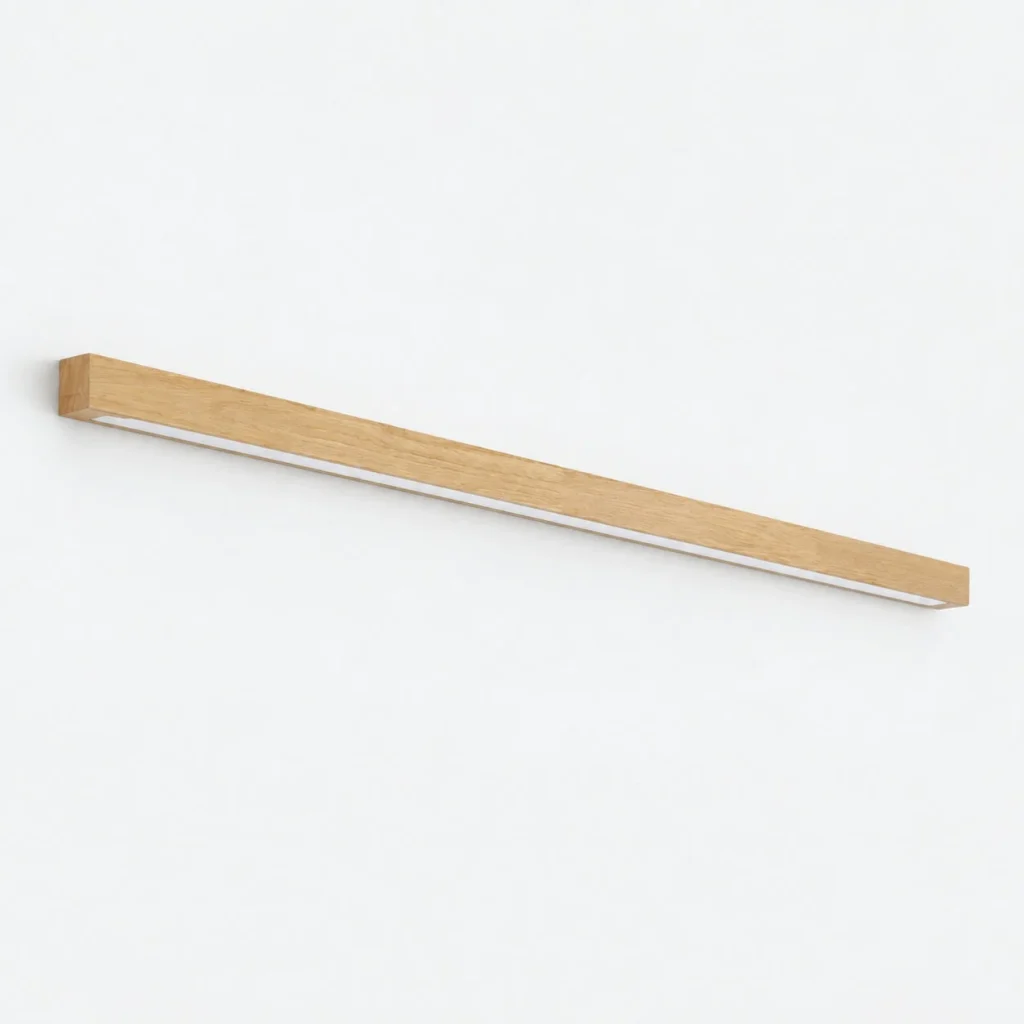 Wandlampe SANNIT, lineare Holzleuchte mit Acryl-Diffusor – Helles Holz / 100 cm / Licht nach unten, Produktfoto
