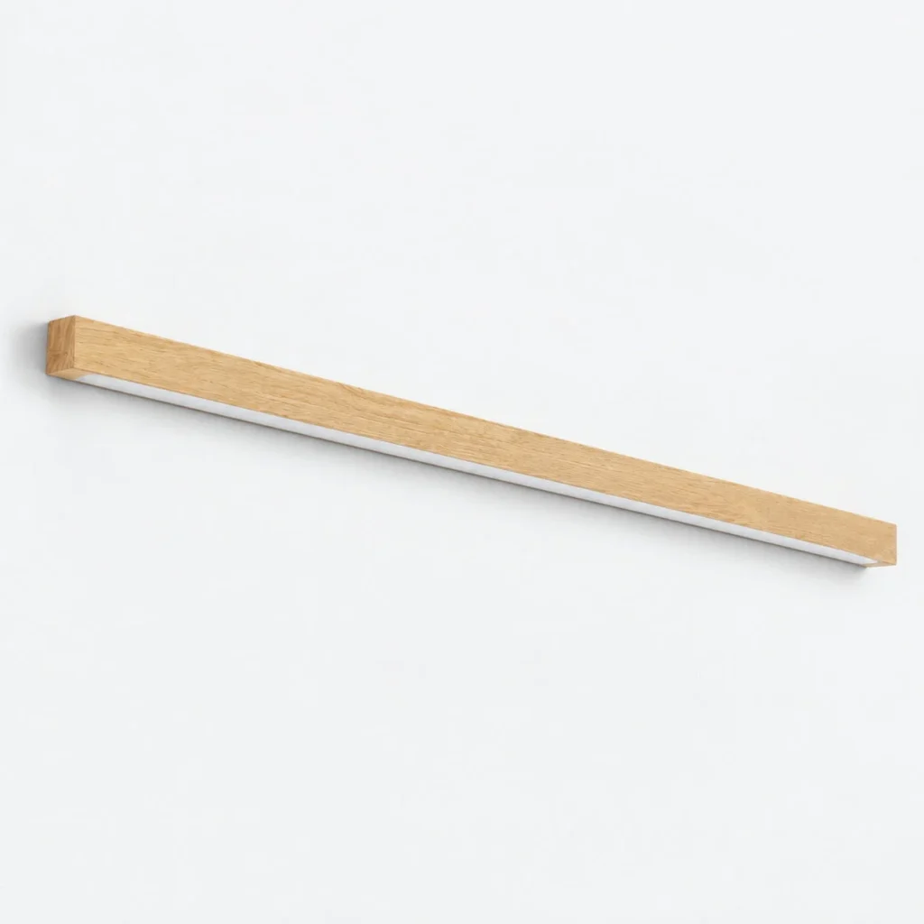Wandlampe SANNIT, lineare Holzleuchte mit Acryl-Diffusor – Helles Holz / 120 cm / Licht nach oben und unten, Produktfoto