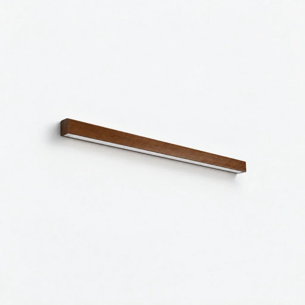 Wandlampe SANNIT, lineare Holzleuchte mit Acryl-Diffusor – Dunkles Holz / 60 cm / Licht nach oben und unten, Produktfoto